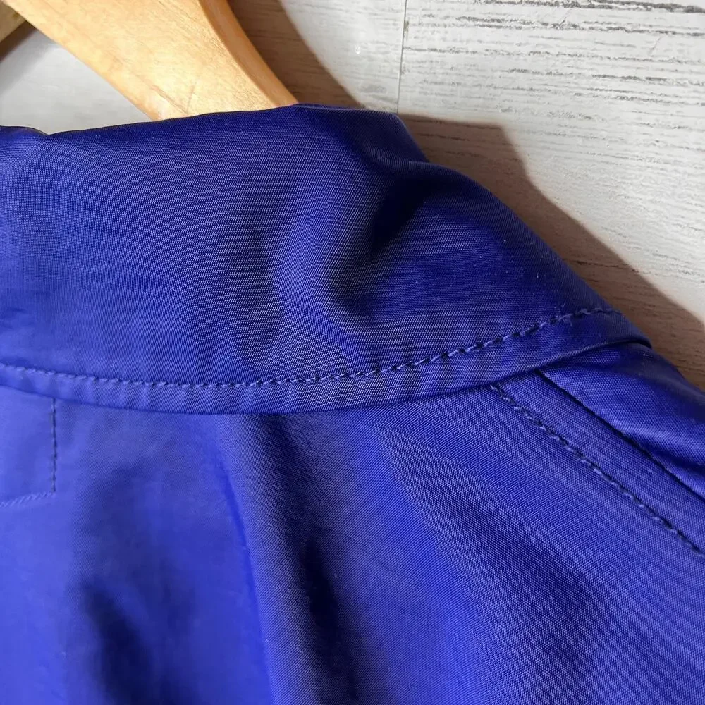 Eileen Fisher Coat Women Size Small Royal Blue A Line Button Down Trench - Picture 12 of 16
